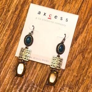 3 for $30 Axcess Liz Claiborne Silver, Blue, and Yellow Floral Dangle Earrings